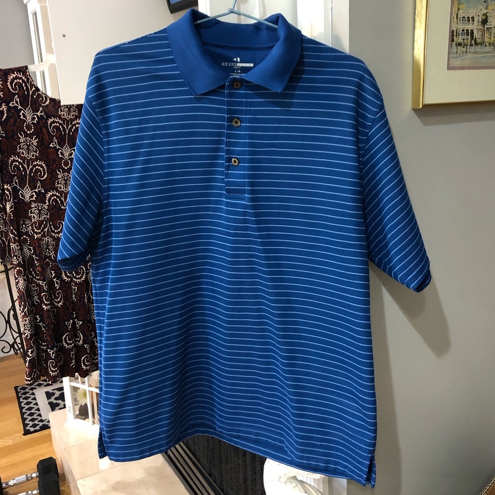 Grand Slam Golf Men’s Collared Polo Striped Sport Short Sleeve Shirt